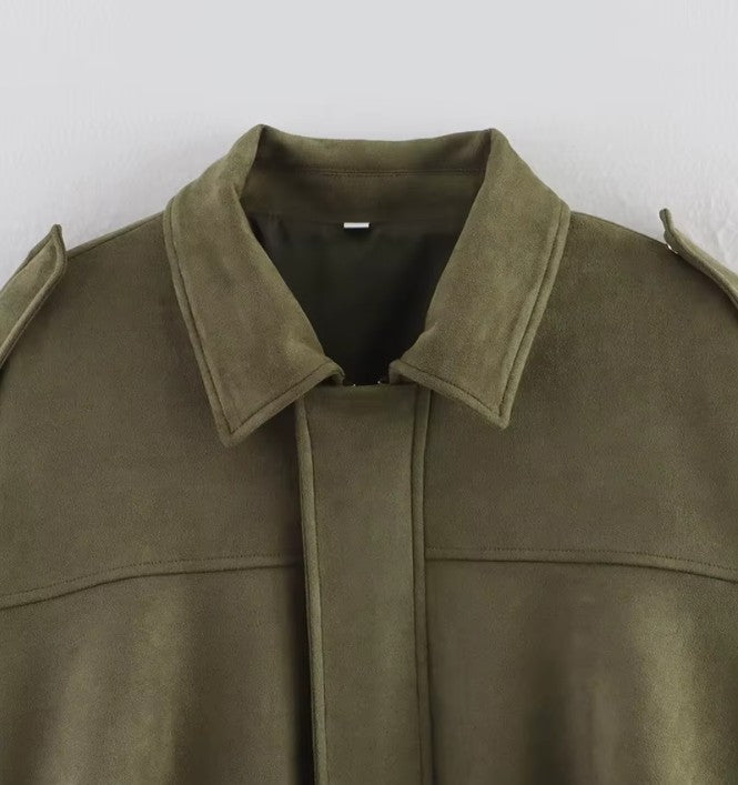 Atelier Suede Set with Oversized Jacket and Bermuda Shorts