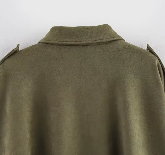 Atelier Suede Set with Oversized Jacket and Bermuda Shorts