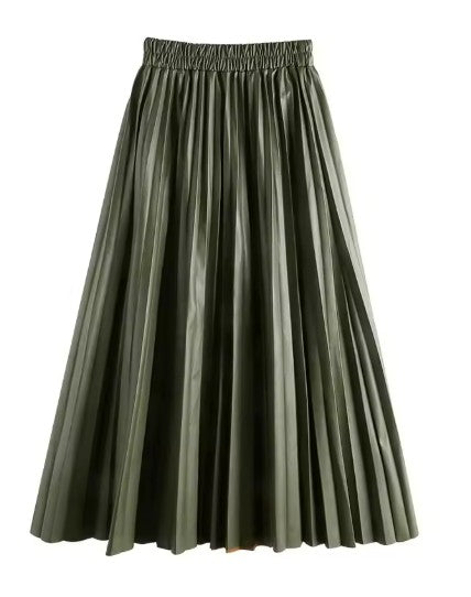 Heritage Eco Leather Pleated Skirt