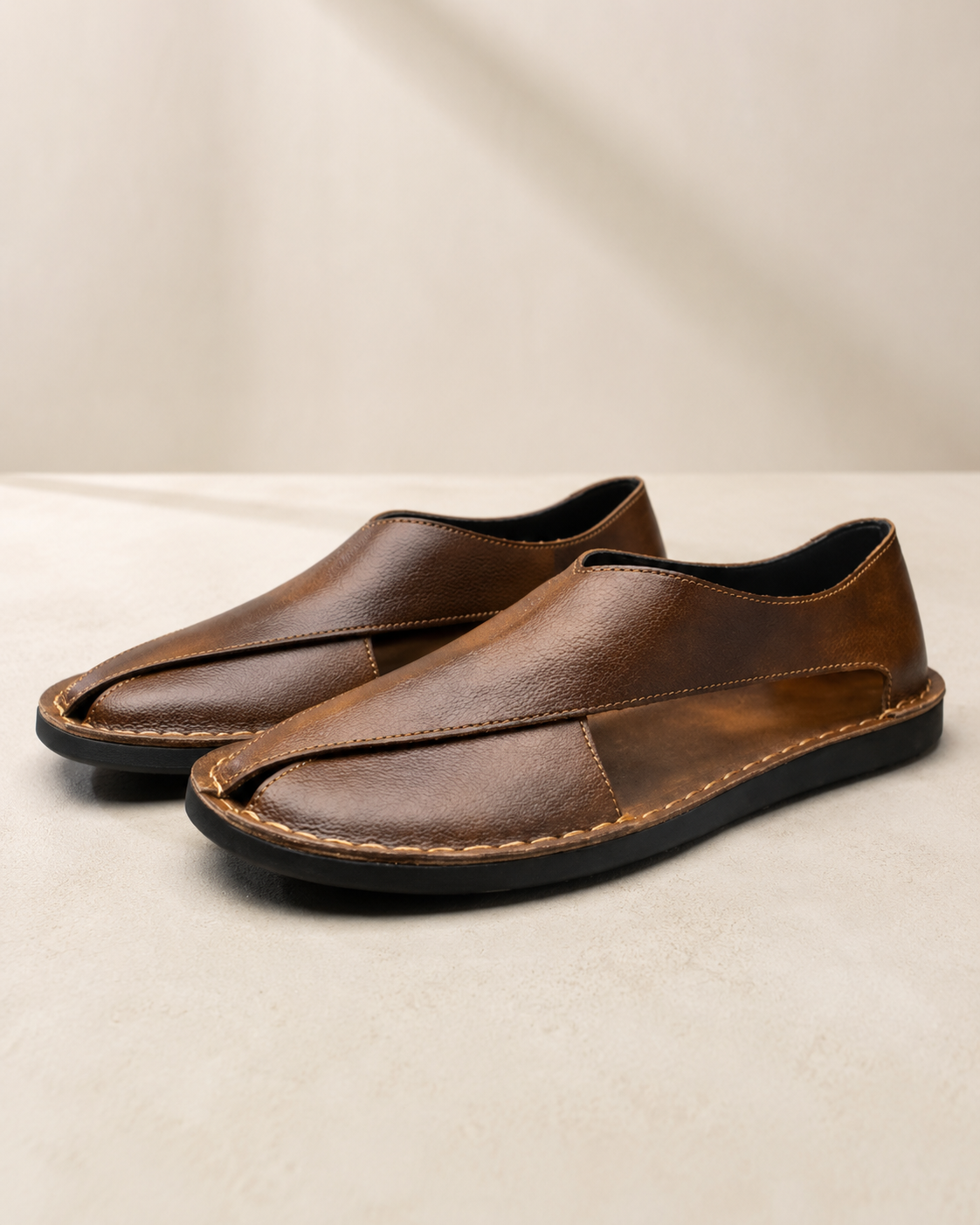 Contemporary Leather Slip Sandals