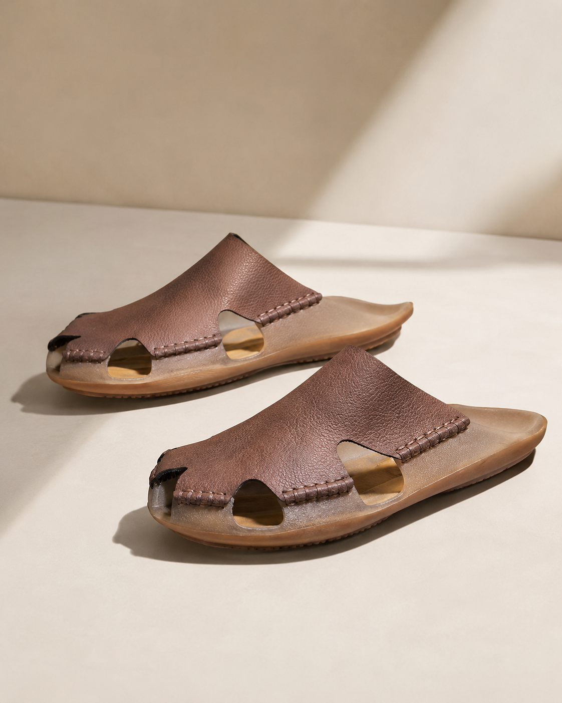Artisan Leather Slide Sandals