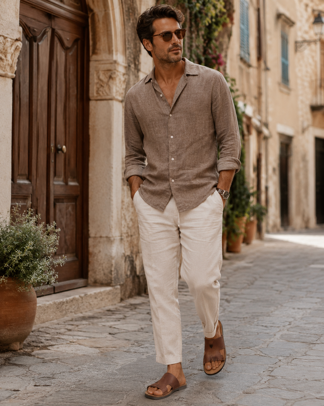 Artisan Leather Slide Sandals