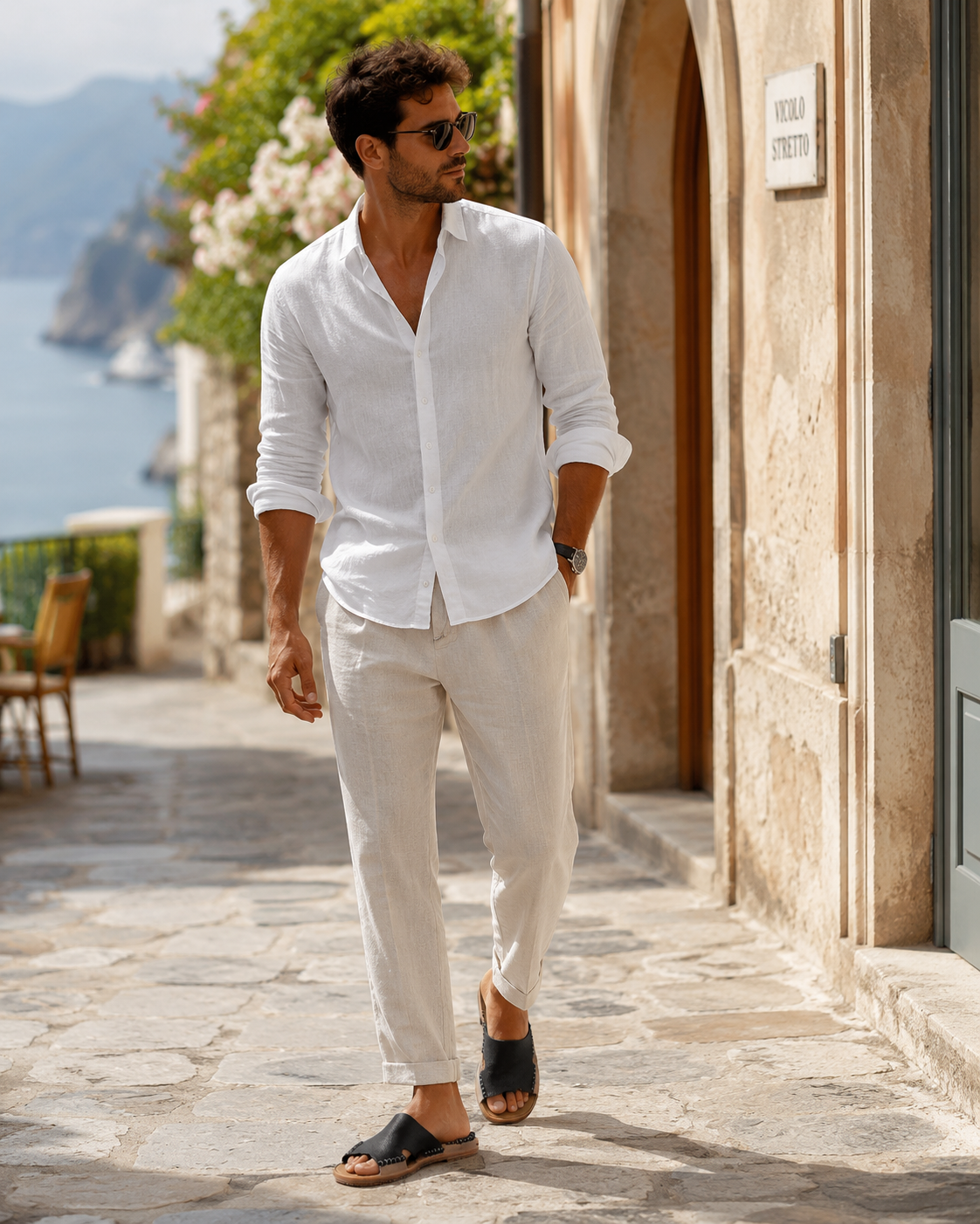Artisan Leather Slide Sandals