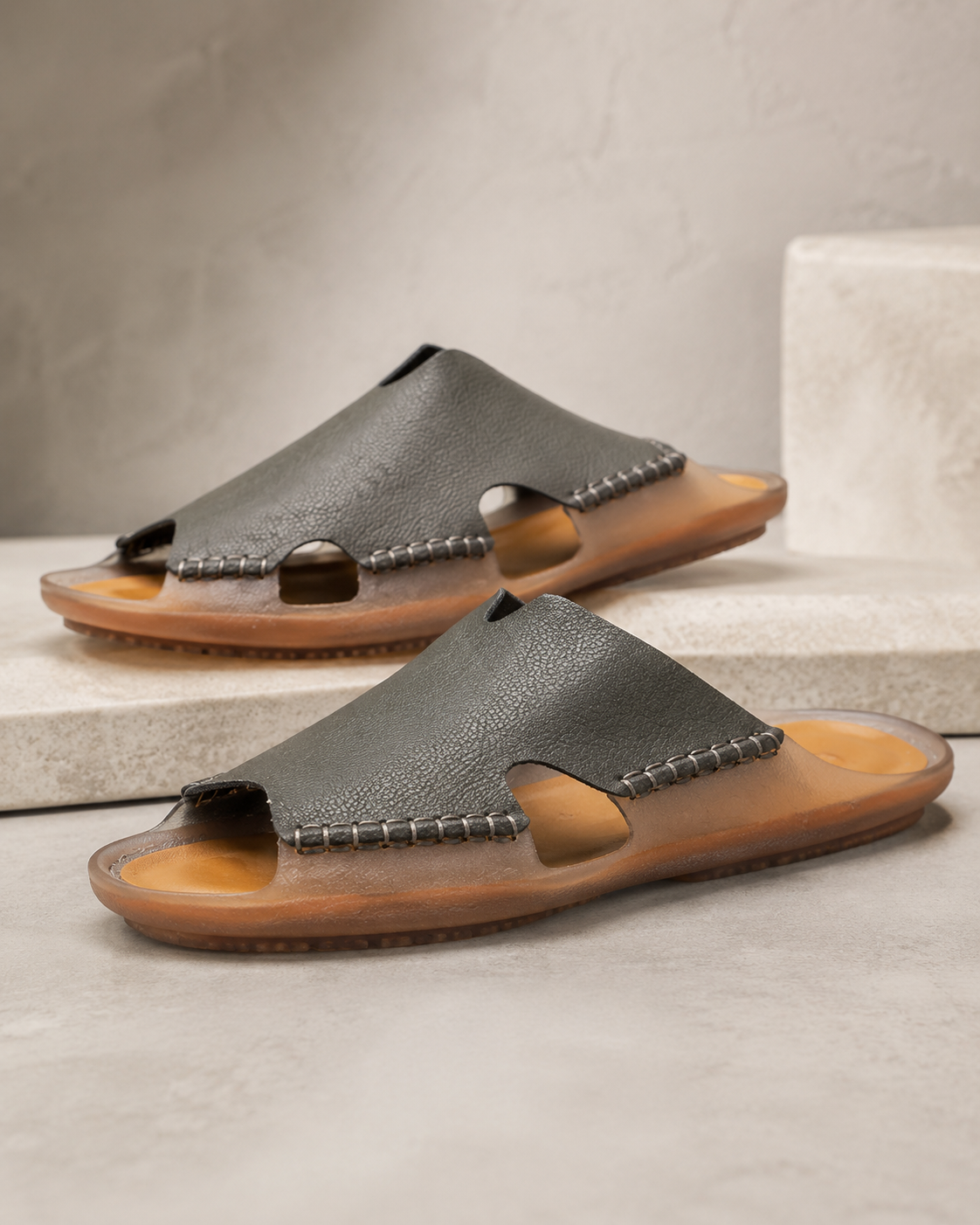 Artisan Leather Slide Sandals