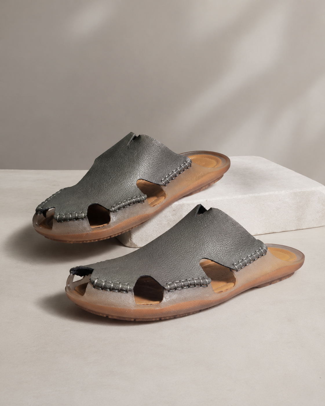 Artisan Leather Slide Sandals