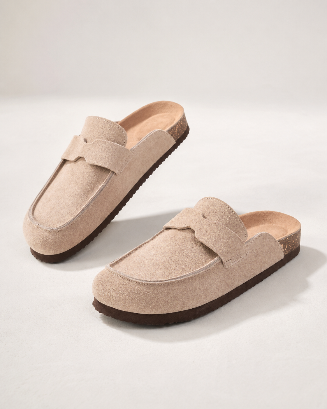 Men’s Loafer-Inspired Mule Clogs with Suede Finish