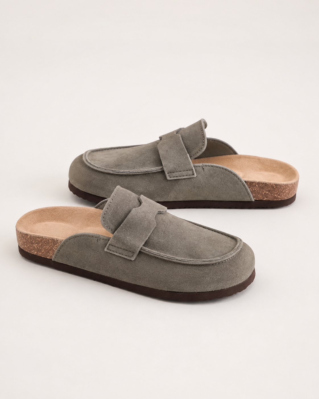 Men’s Loafer-Inspired Mule Clogs with Suede Finish