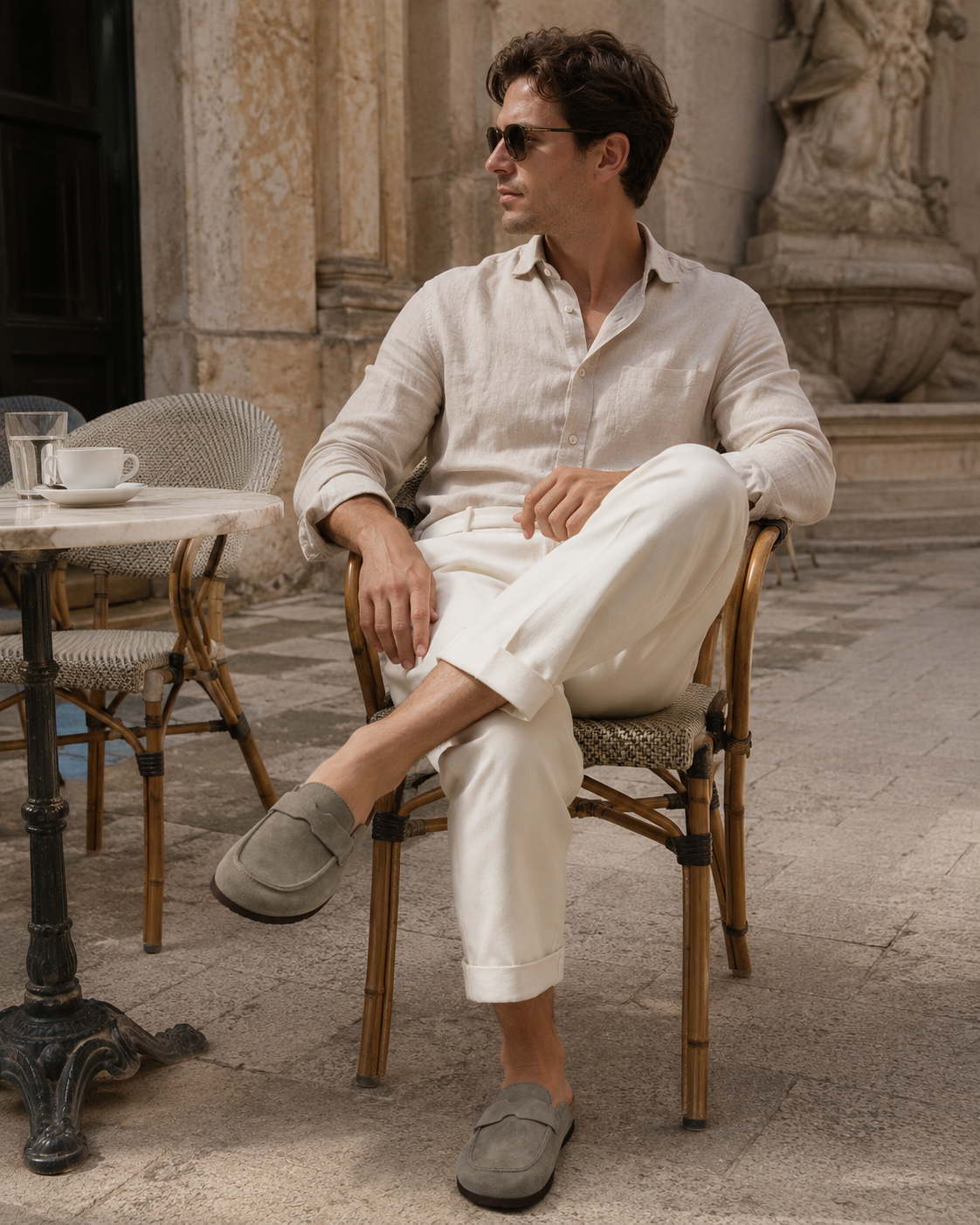 Men’s Loafer-Inspired Mule Clogs with Suede Finish