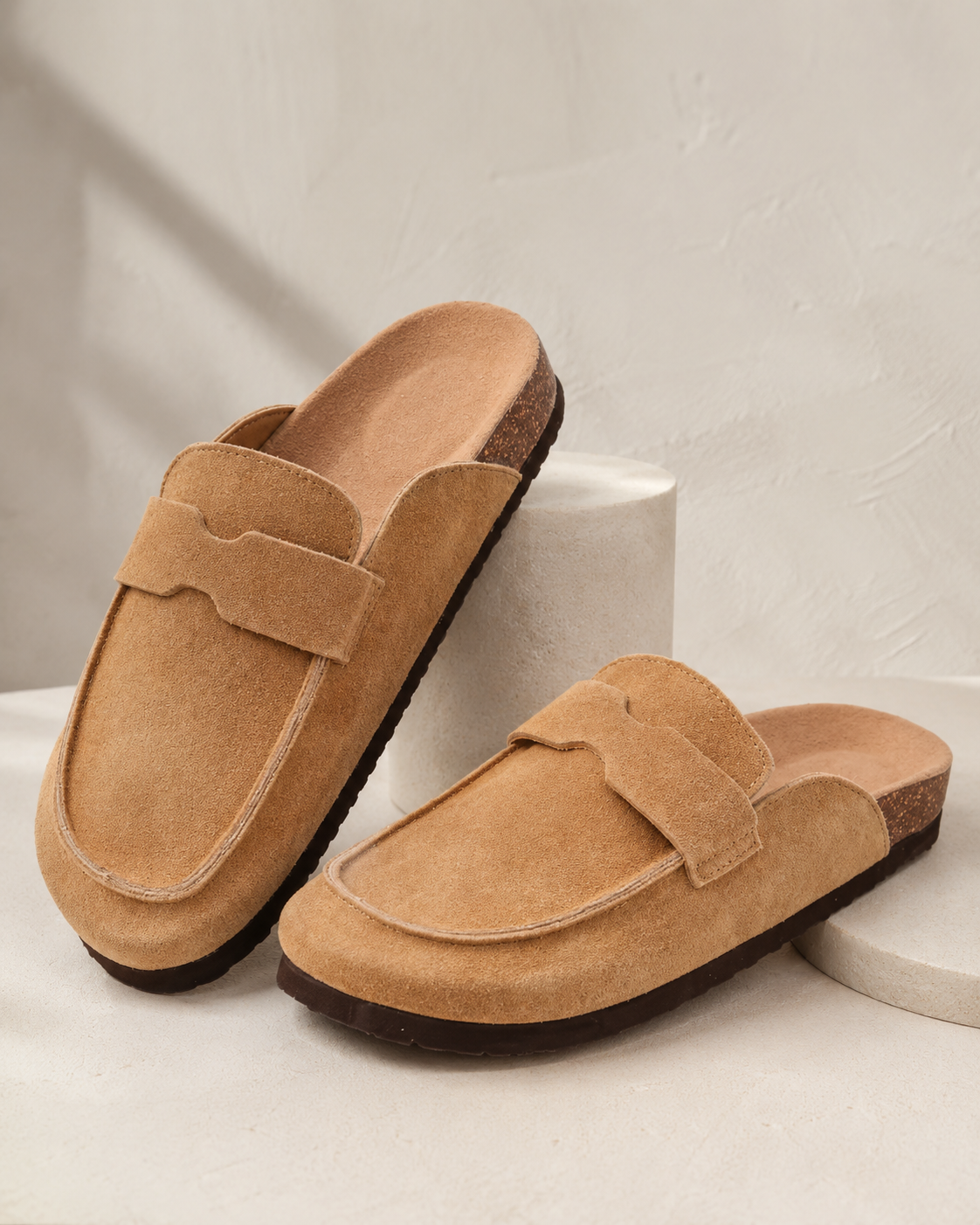 Men’s Loafer-Inspired Mule Clogs with Suede Finish