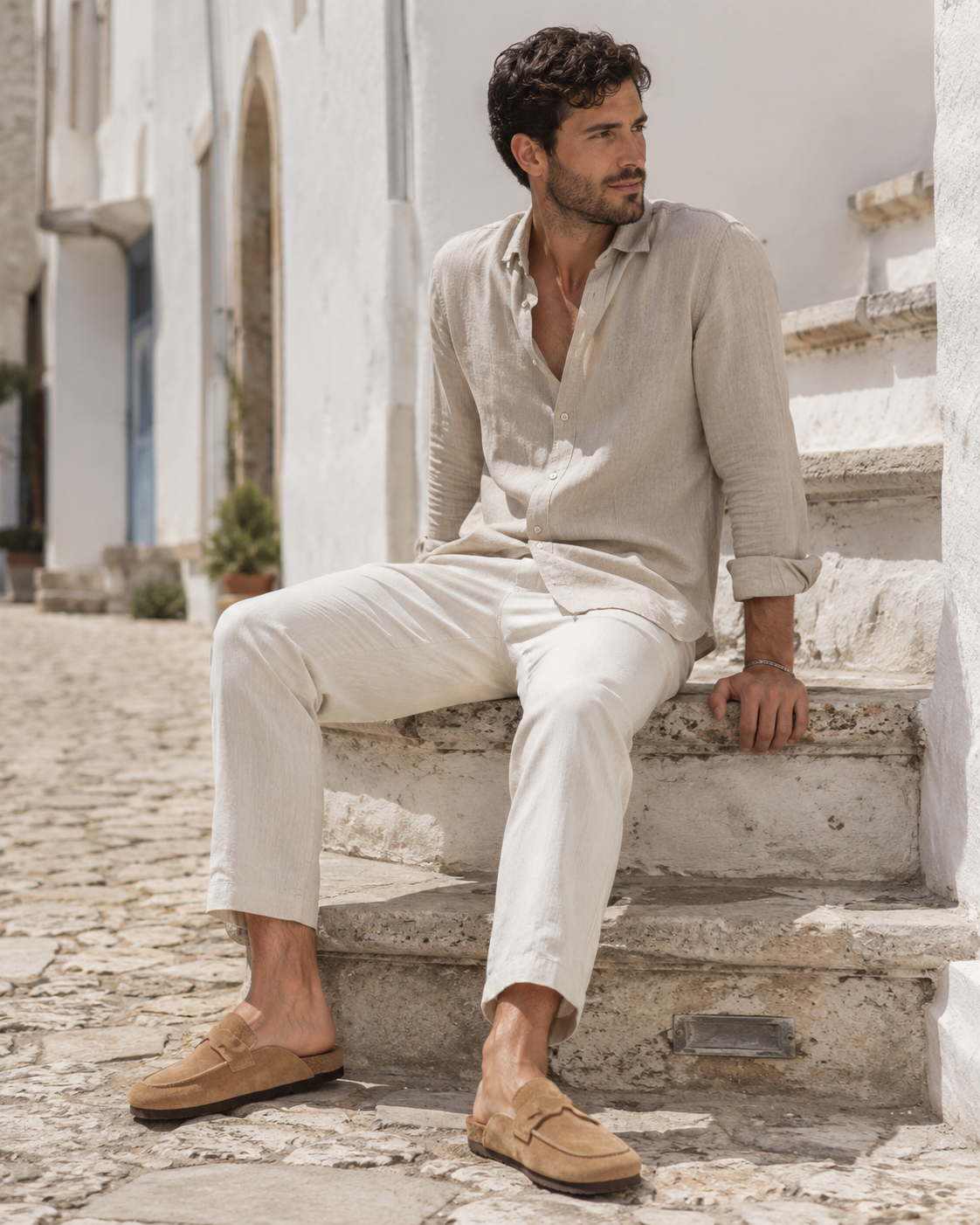 Men’s Loafer-Inspired Mule Clogs with Suede Finish