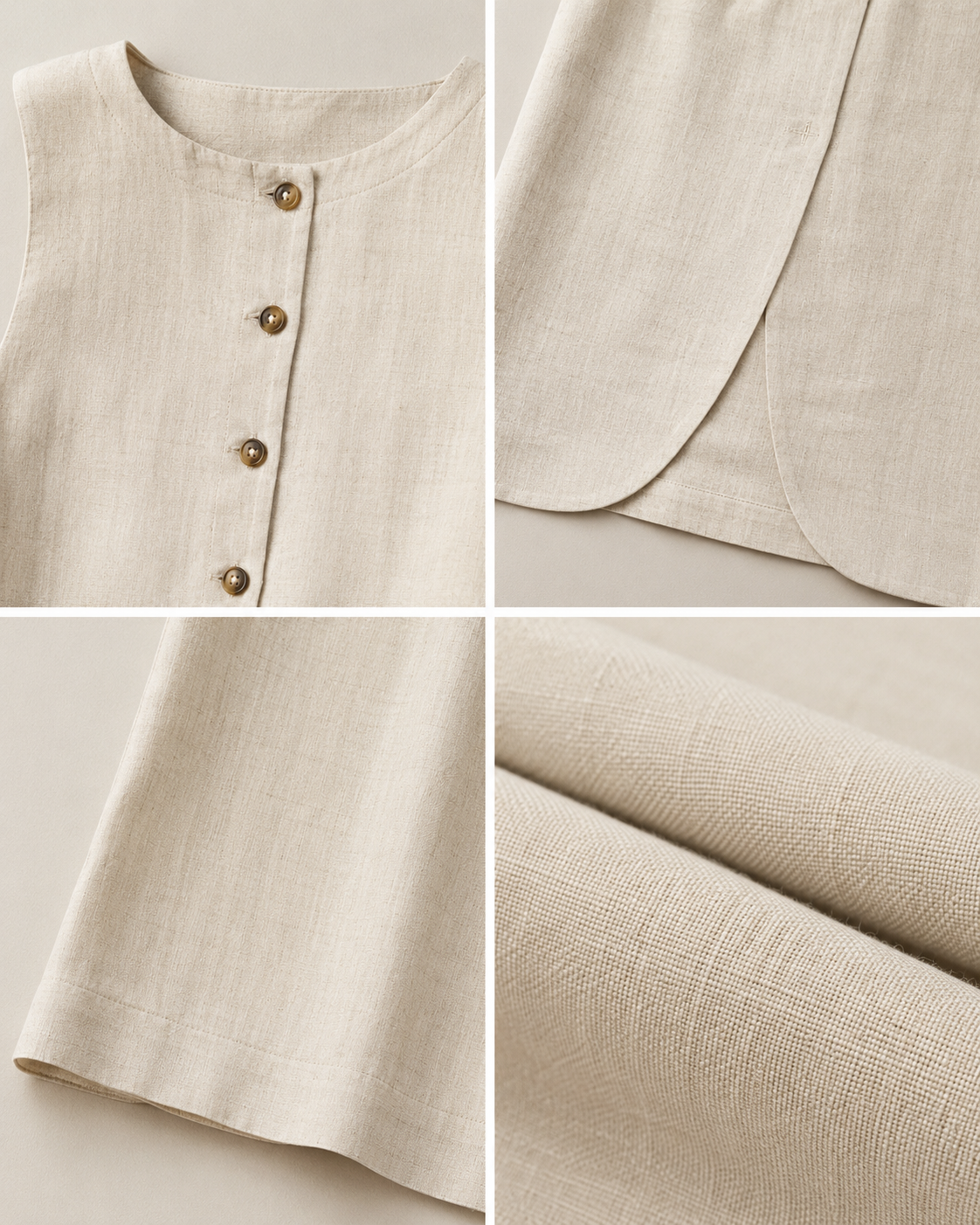 Linen Riviera Midi Set with Longline Waistcoat and Skirt