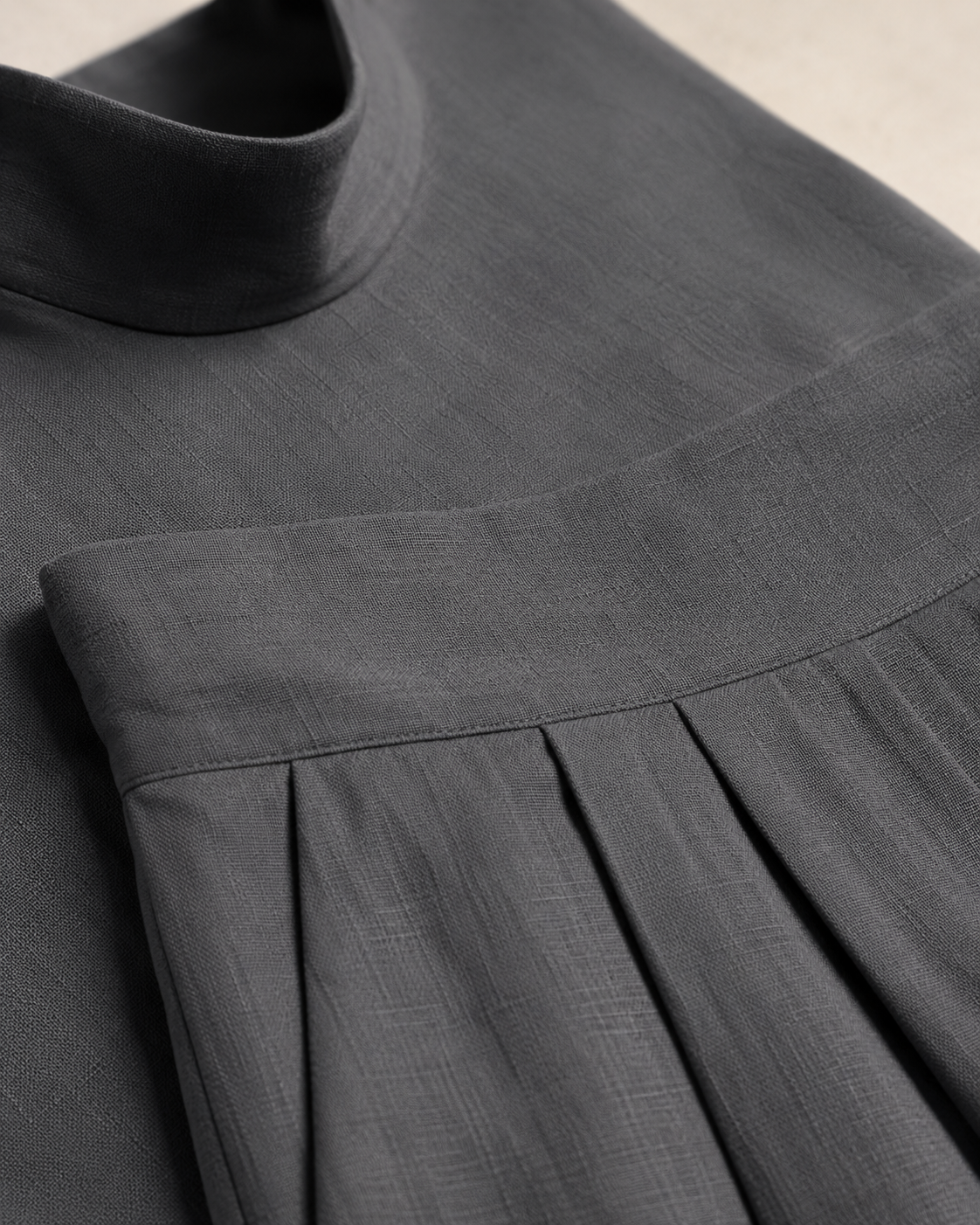Sculpted Linen Co-ord Set with High-Neck Top and Wide-Leg Trousers