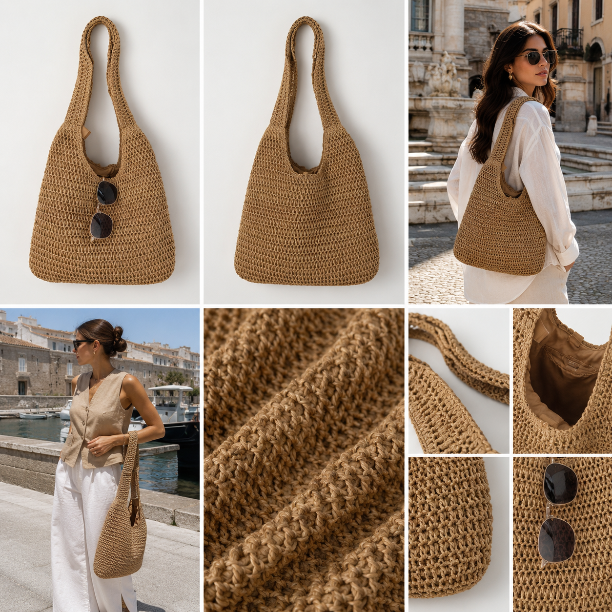 Woven Natural Shoulder Bag