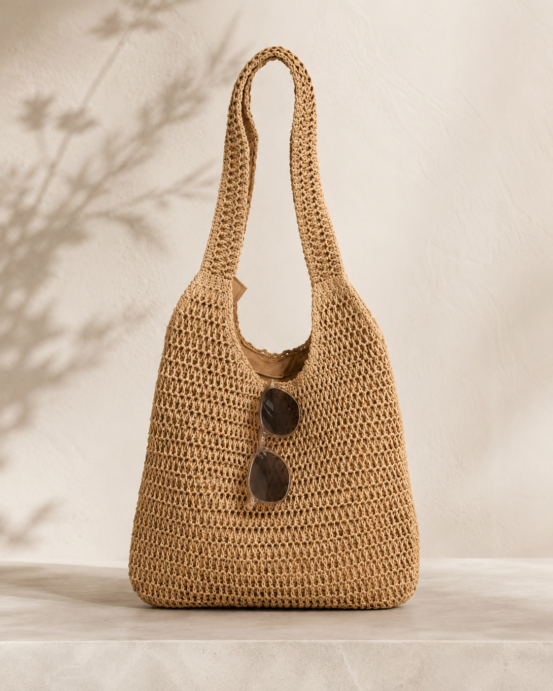 Woven Natural Shoulder Bag