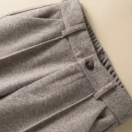 Heritage High-Waist Herringbone Wool Trousers
