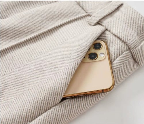 Heritage High-Waist Herringbone Wool Trousers