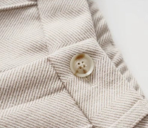 Heritage High-Waist Herringbone Wool Trousers