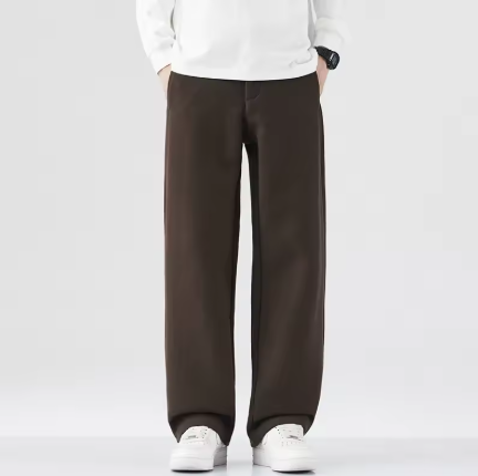 Straight Wool Trousers with Drawstring