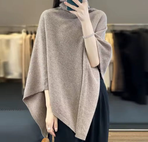 Merino Wool High-Neck Cape
