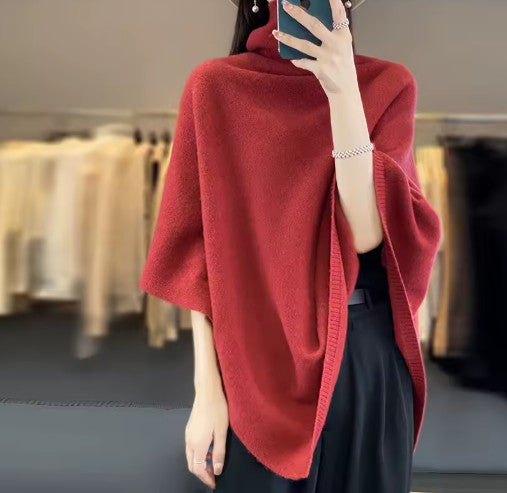 Merino Wool High-Neck Cape