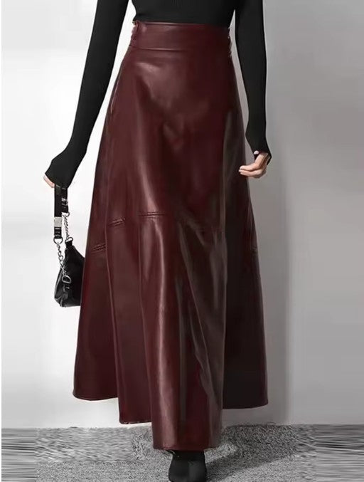 High-Waist Maxi Skirt in Eco Leather