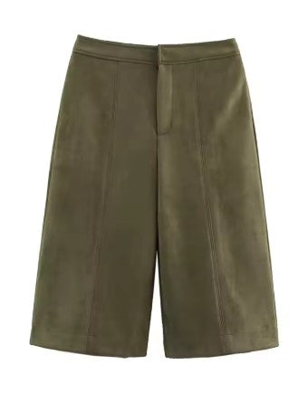 Atelier Suede Set with Oversized Jacket and Bermuda Shorts