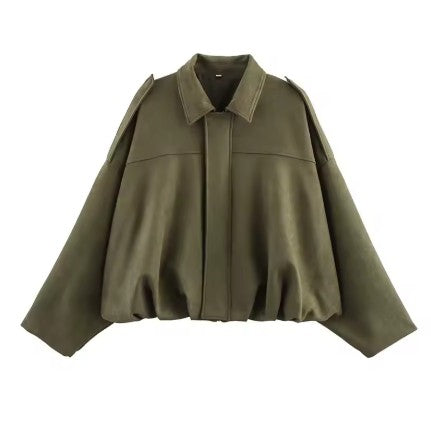 Atelier Suede Set with Oversized Jacket and Bermuda Shorts