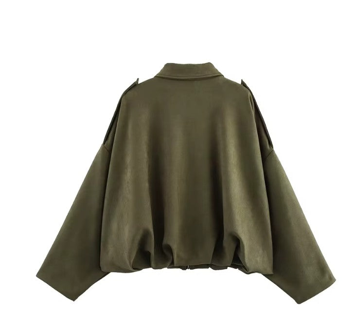 Atelier Suede Set with Oversized Jacket and Bermuda Shorts