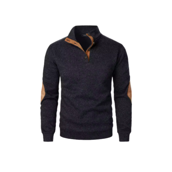 Leather Padded Knit Sweater