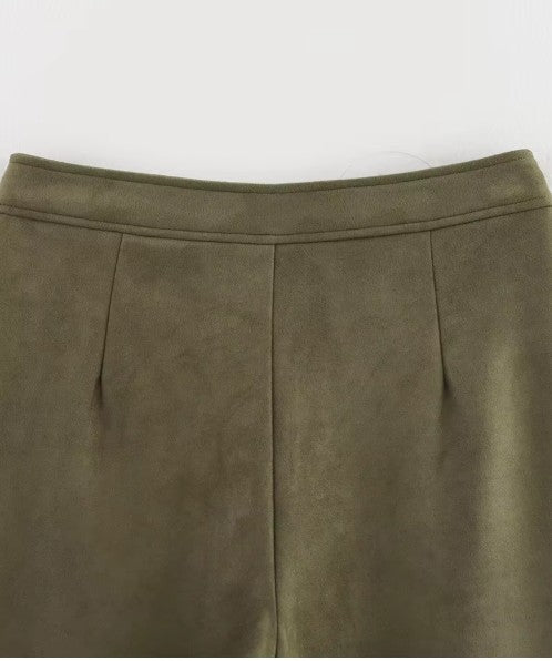 Atelier Suede Set with Oversized Jacket and Bermuda Shorts