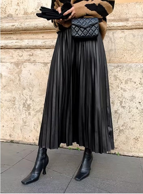 Heritage Eco Leather Pleated Skirt