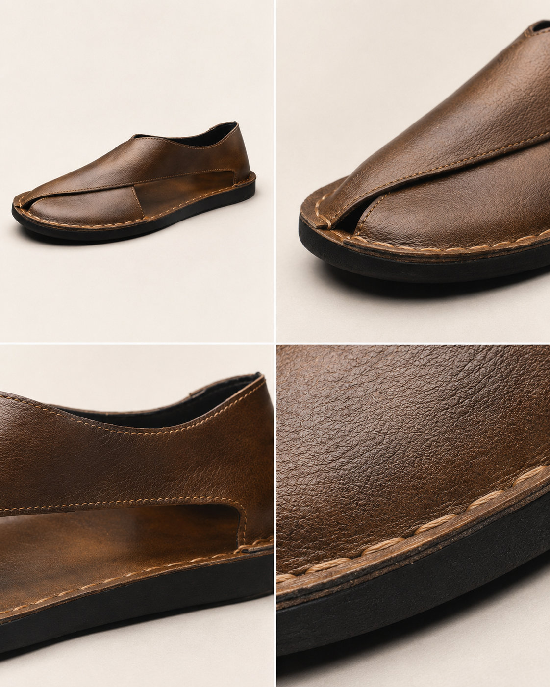 Contemporary Leather Slip Sandals