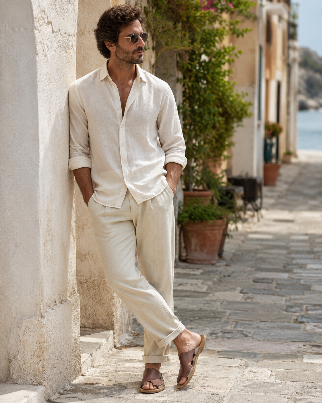Artisan Leather Slide Sandals