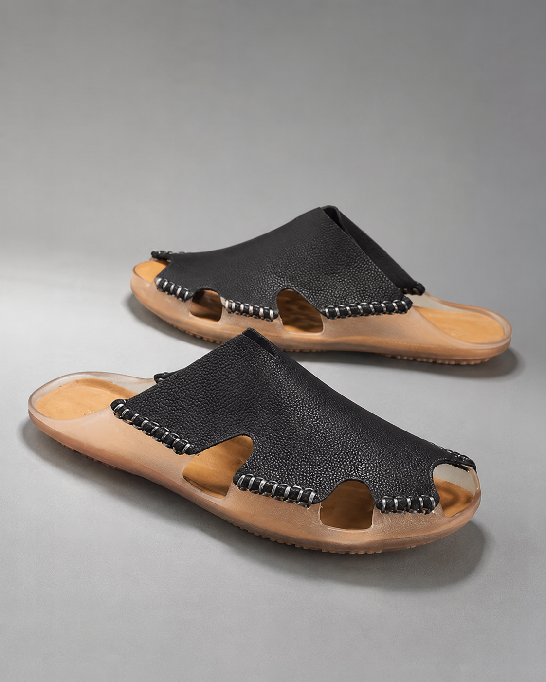 Artisan Leather Slide Sandals