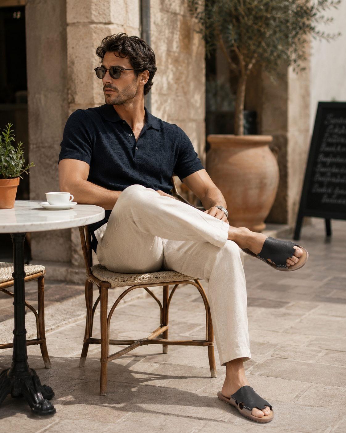 Artisan Leather Slide Sandals