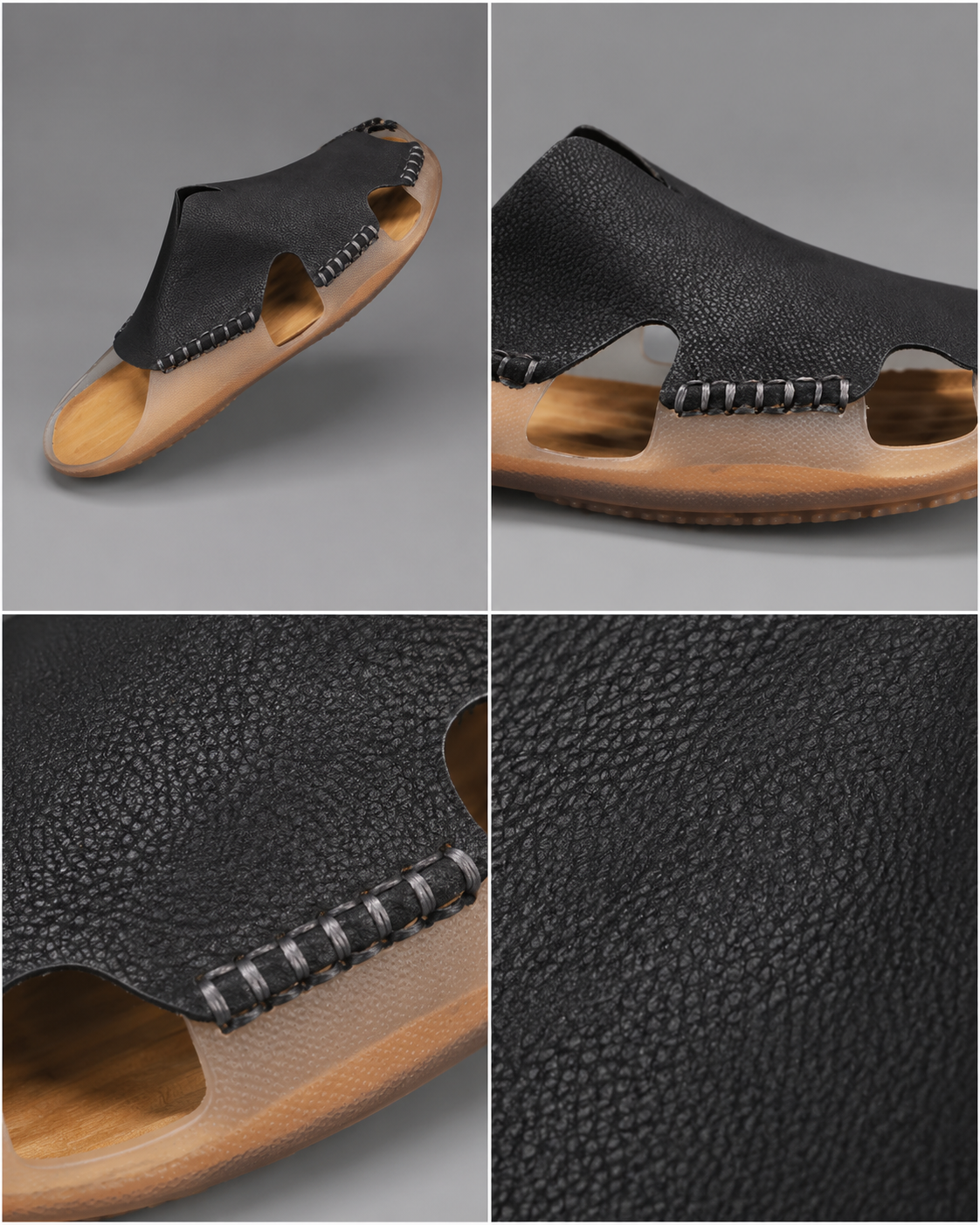 Artisan Leather Slide Sandals