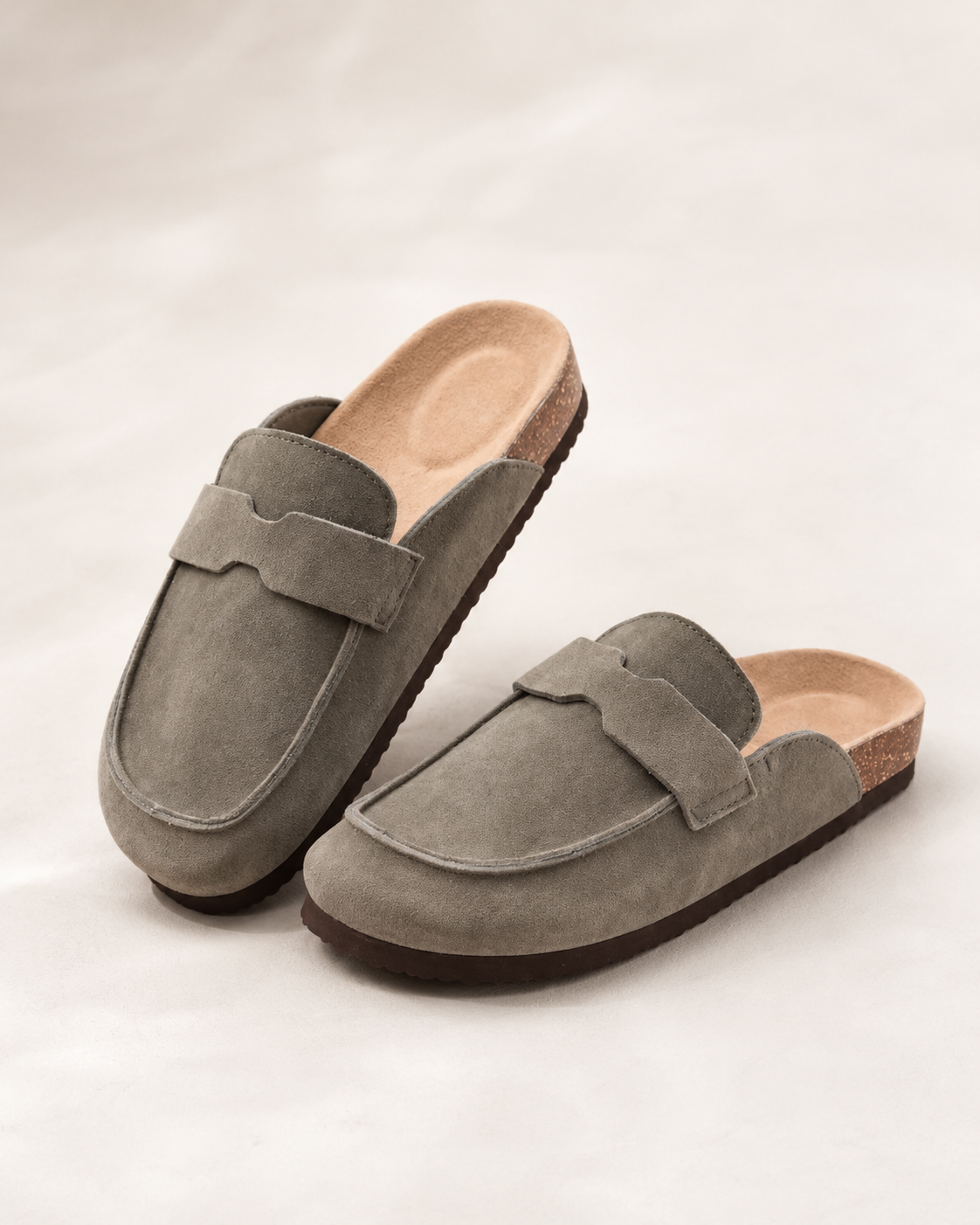 Men’s Loafer-Inspired Mule Clogs with Suede Finish