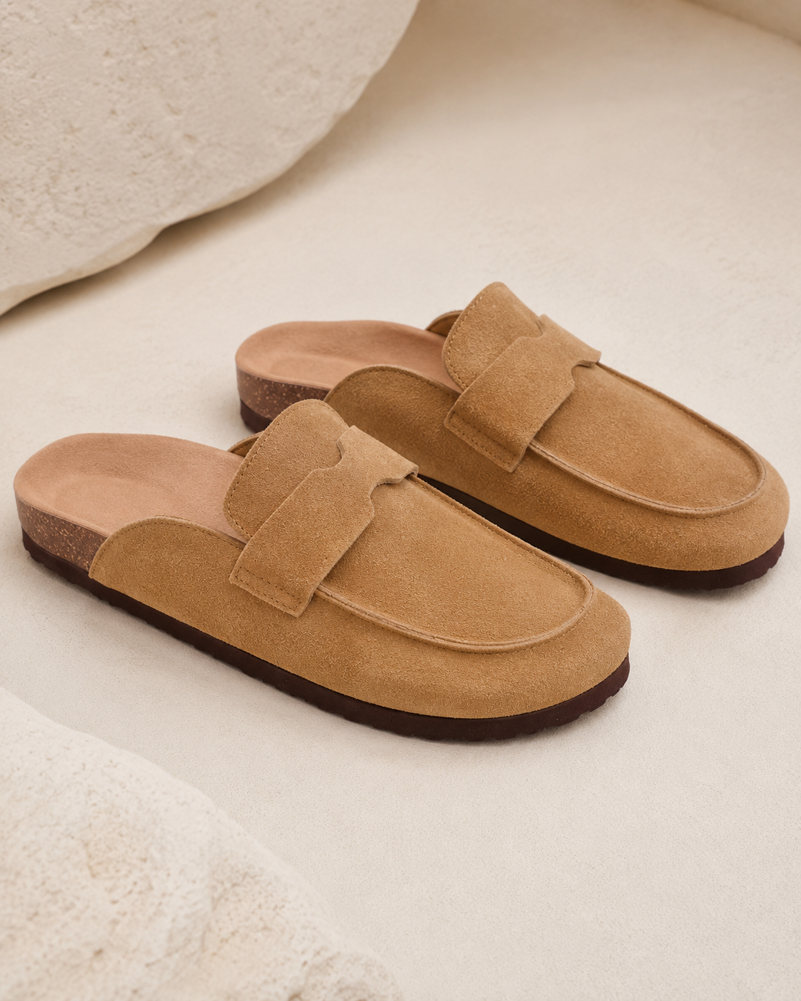 Men’s Loafer-Inspired Mule Clogs with Suede Finish