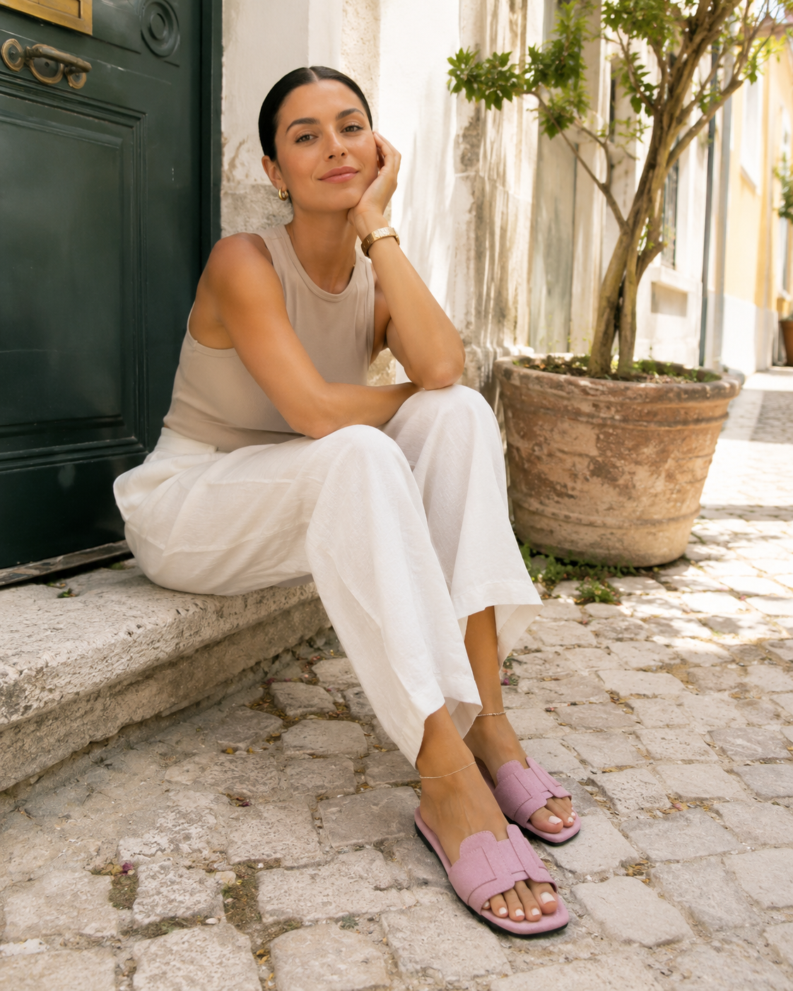 Soft Earth Flat Sandals with Wide Straps (Cópia)
