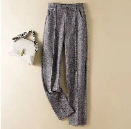Heritage High-Waist Herringbone Wool Trousers