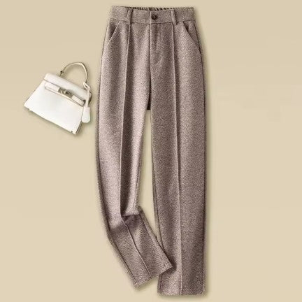 Heritage High-Waist Herringbone Wool Trousers