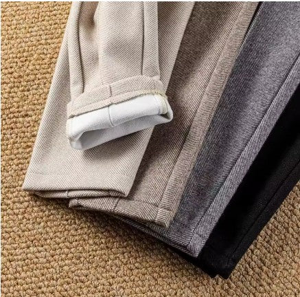 Heritage High-Waist Herringbone Wool Trousers