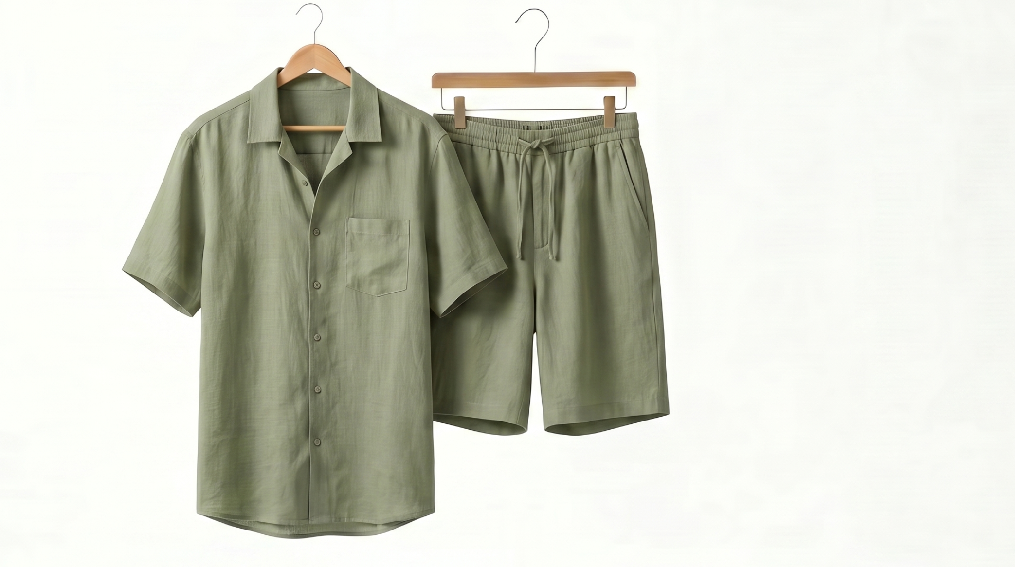 Men’s Linen Cotton Co-ord Set with Collared Shirt and Bermuda Shorts