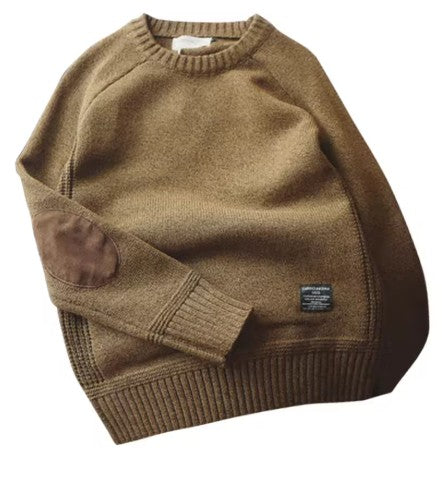 Wool Sweater with Corduroy Elbow Patches