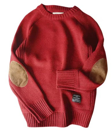 Wool Sweater with Corduroy Elbow Patches