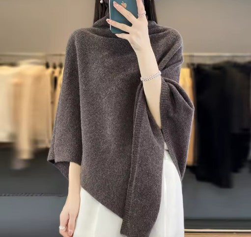 Merino Wool High-Neck Cape