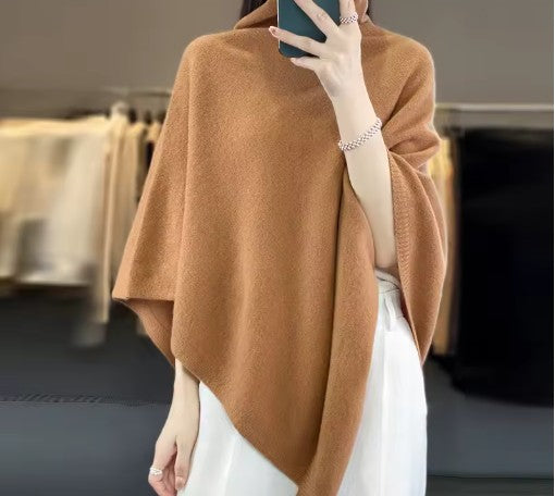 Merino Wool High-Neck Cape